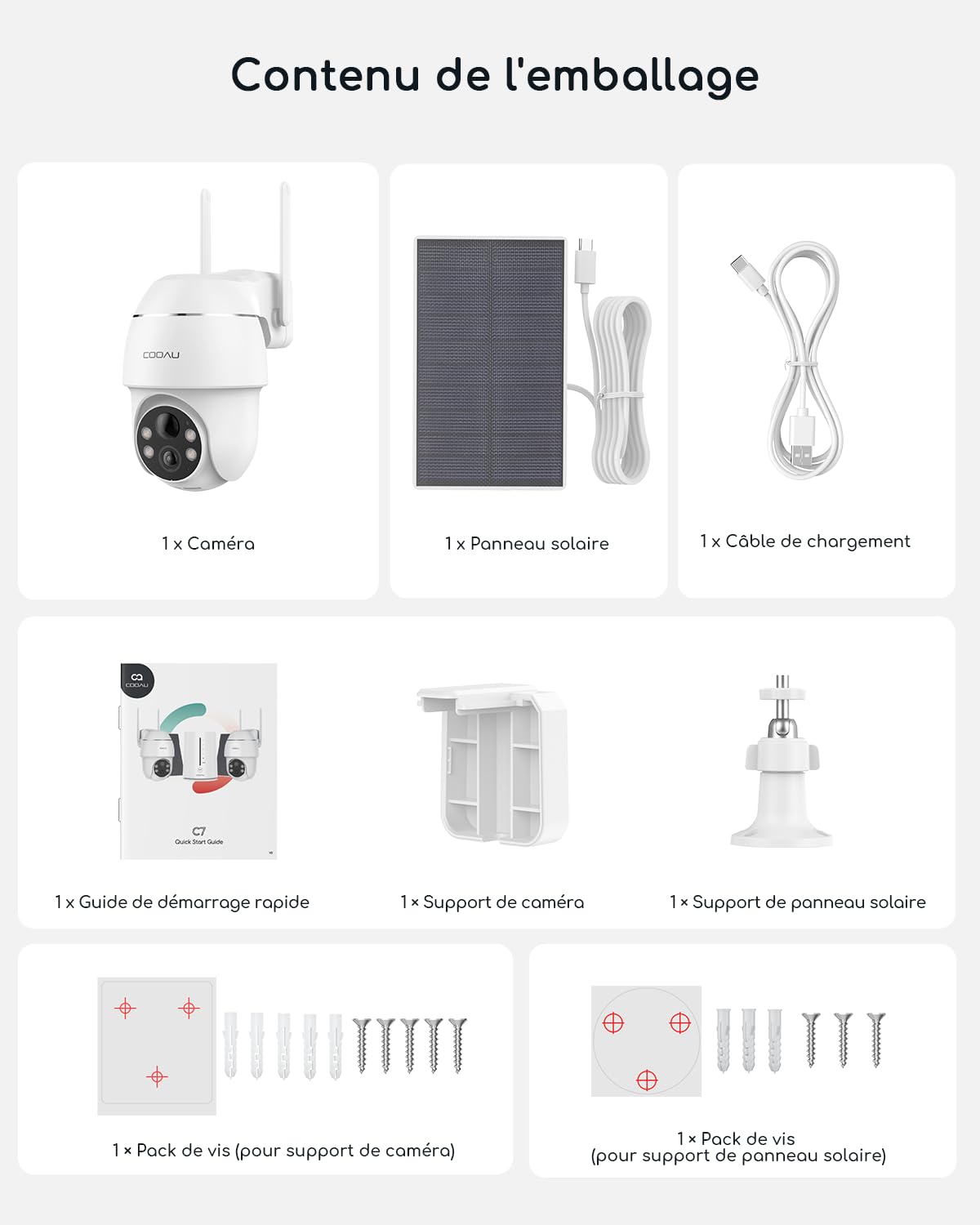 COOAU 4MP Camera Surveillance WiFi exterieure sans Fil - 365 Jours avec Panneau Solaire - 2.5K 360° Panoramique | 4 LED | Audio bidirectionnel | Vision Nocturne Couleur | IP66 | Compatible avec Alexa