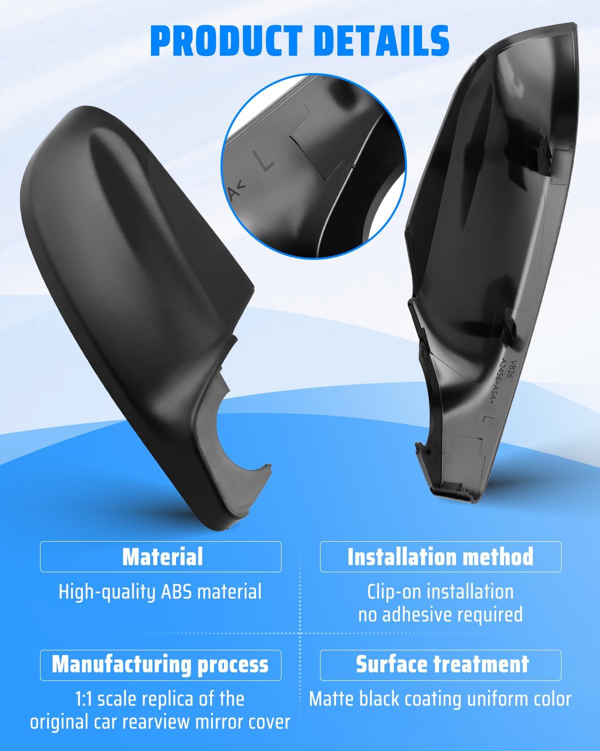 Driver Side Lower Outer Mirror Cover Cap Fits for Subaru Impreza 2017-2023 Legacy 2018-2019 Ascent 2017-2022, Left Side Rearview Mirror Base Cover Cap, Replacement 91054FL20A