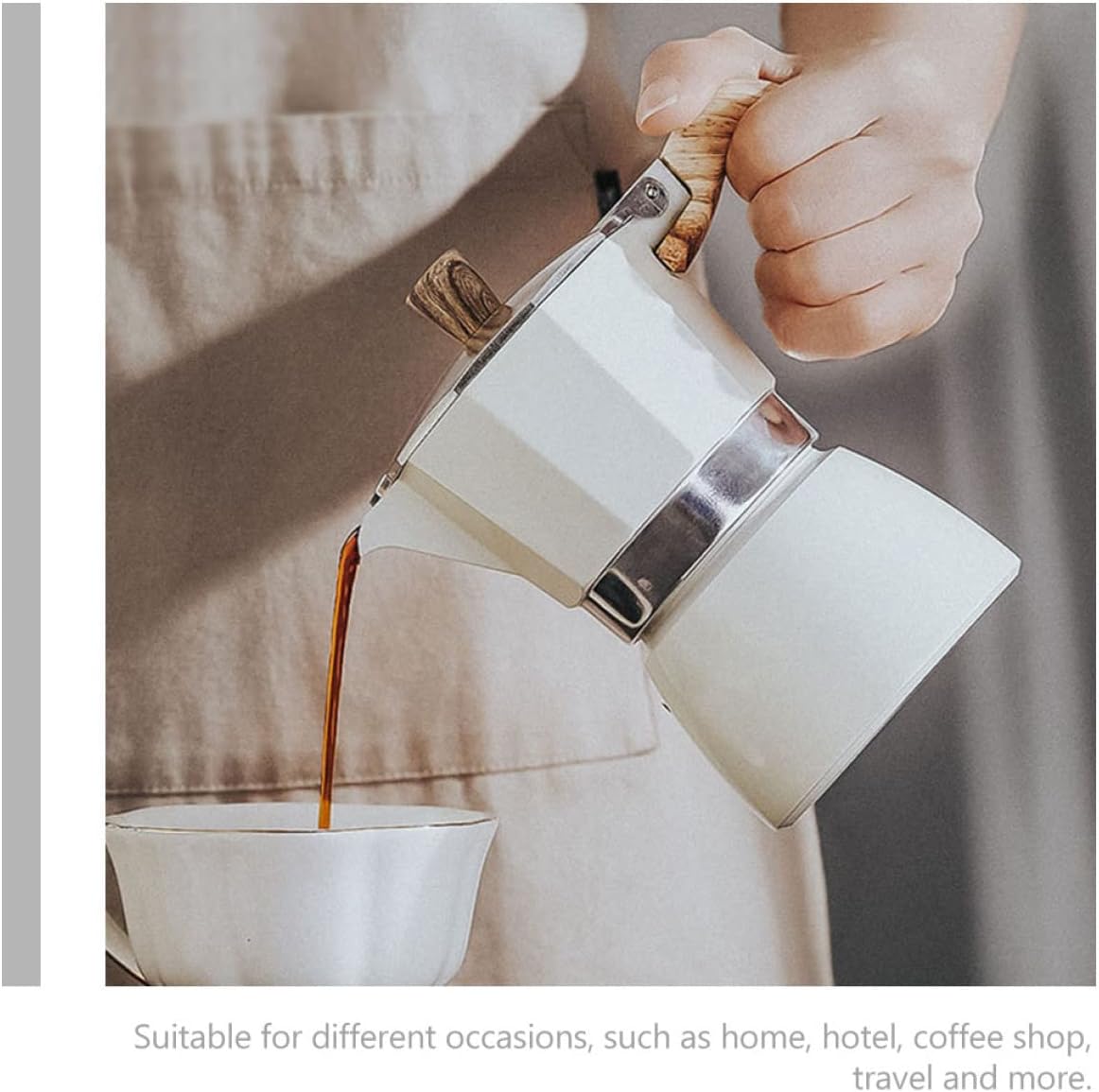 Pot Espresso Maker Coffee Brewer with Ergonomic Handle Nonslip Design for Safe Pouring for Home Brewing and Housewarming