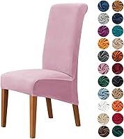 Vista 8 de Lukery Juego de 2 fundas elásticas para sillas de cocina de terciopelo grueso, fundas protectoras lavables para sillas de comedor, restaurantes
