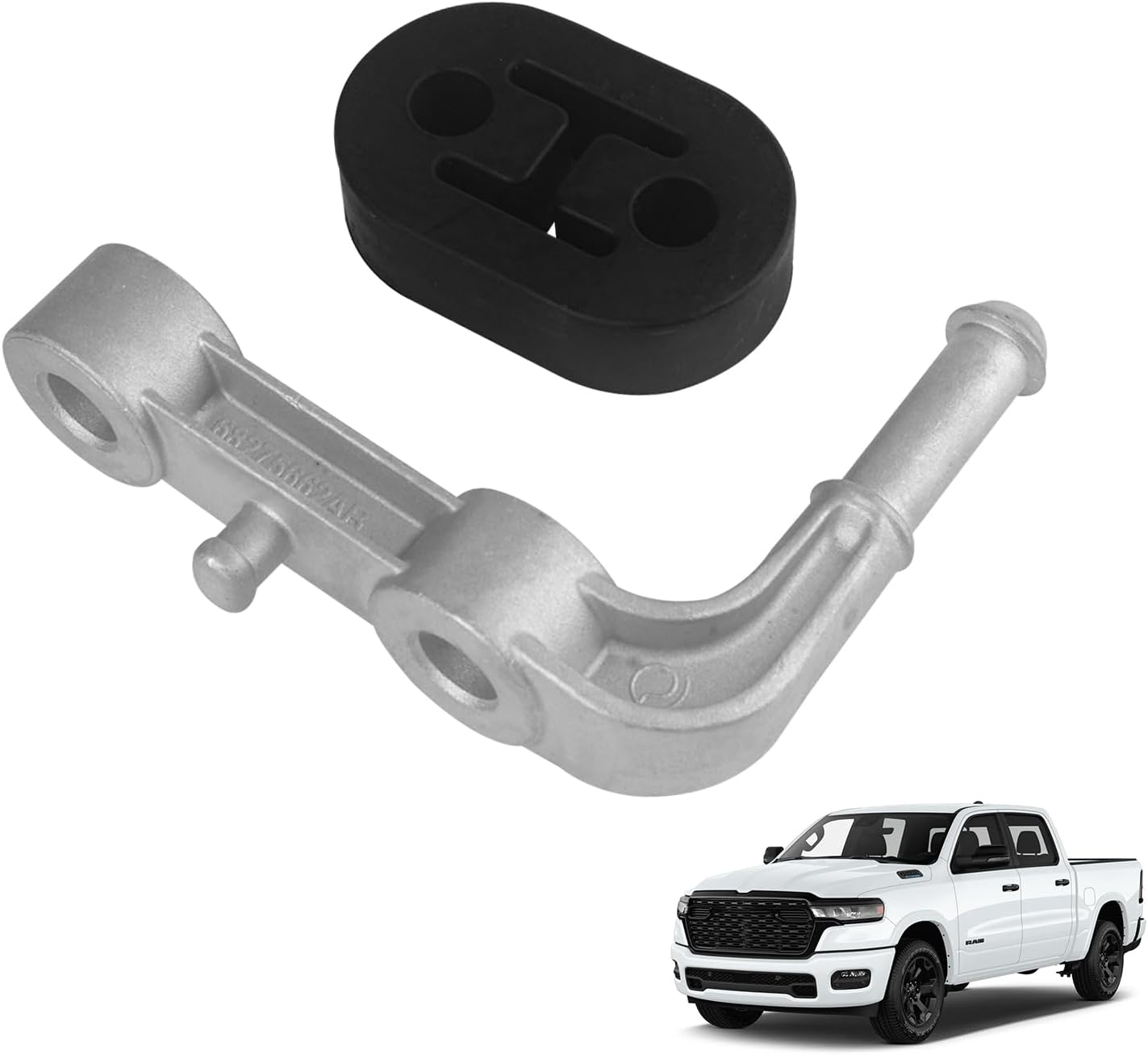 2PCS Rear Passenger Side Exhaust Bracket Muffler Support Assembly Compatible with 2019-2025 Ram 1500 3.0L, 3.6L, 5.7L, 6.2L Engines Replaces 68275662AB 68395841AA