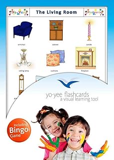Living Room Flash Cards in English with Matching Bingo Game Cards in One Set - Vocabulary Picture Cards for Toddlers, Kids, Children and Adults - Size 5.83 Ã— 8.27 in - DIN A5