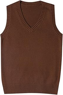2025 - Style School Jersey Chaleco Mujer Vintage Top de Punto Sin Mangas Ideal para Ropa Casual Día Escolar S Cárdigan
