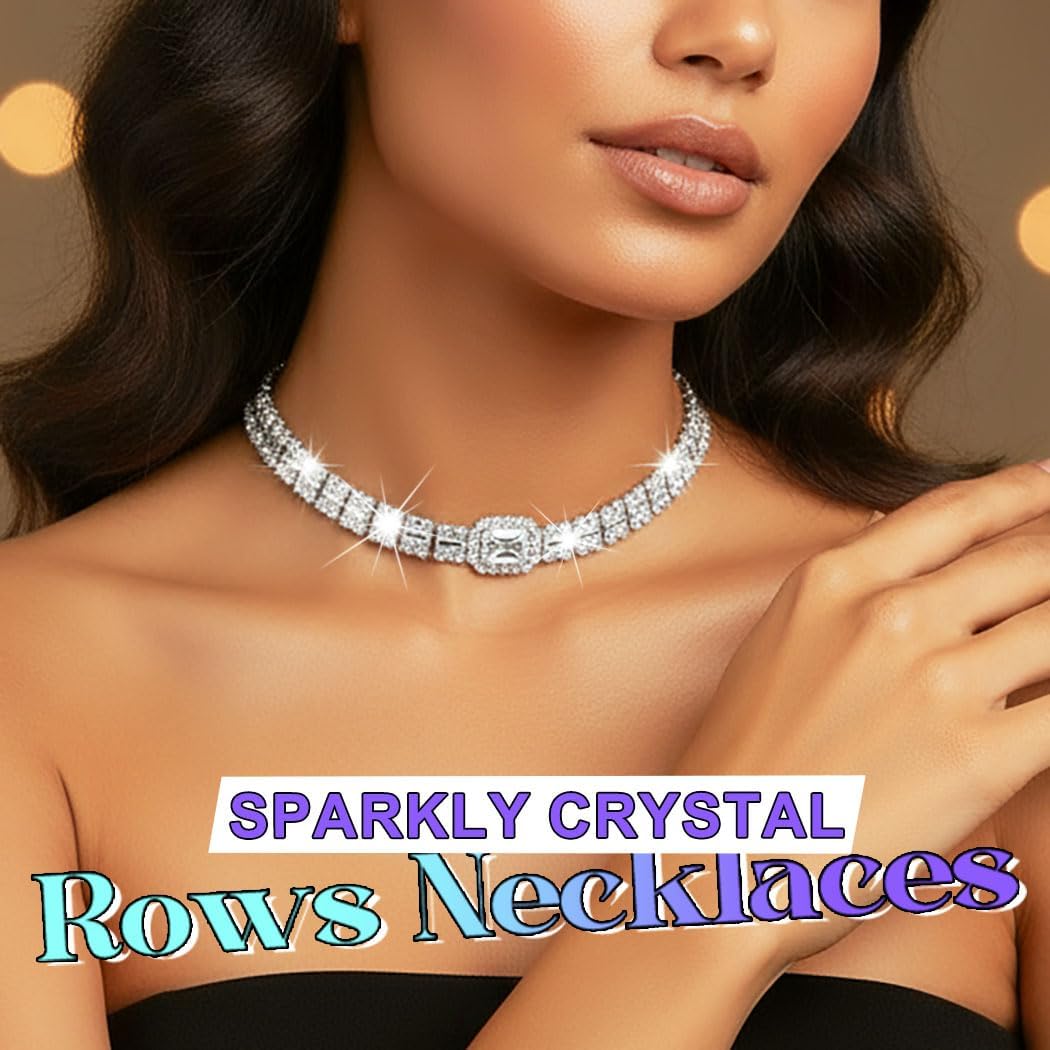 ACEDRE Rhinestone Choker Chain Silver Bling Diamond Prom Necklace Jewelry for Women - Image 5