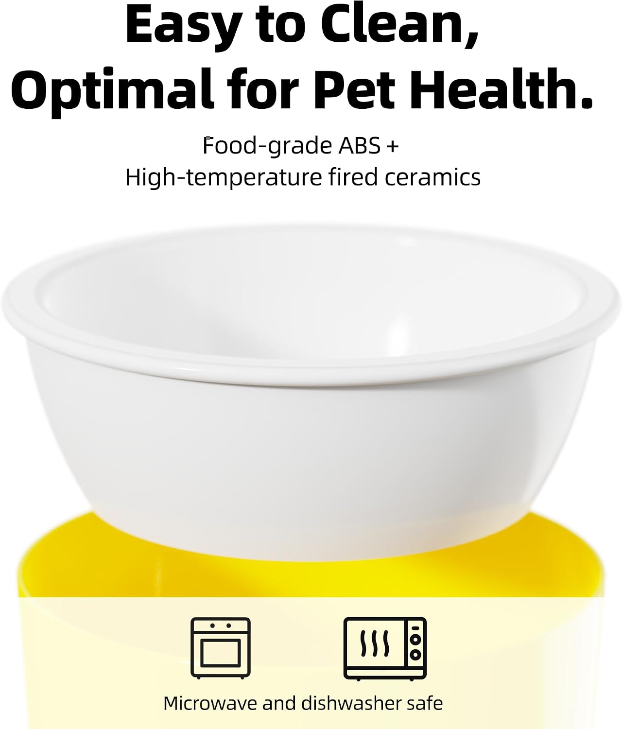 Elevated Raised Cat Dog Bowls - 15° Tilted 3 Heights Adjustable Indoor Cats Food Dish Stand, Cute Pet Water Feeder Ceramic Bowl, Neck Whisker Friendly & Anti-Vomiting Non Slip Kitten Puppy Supplies