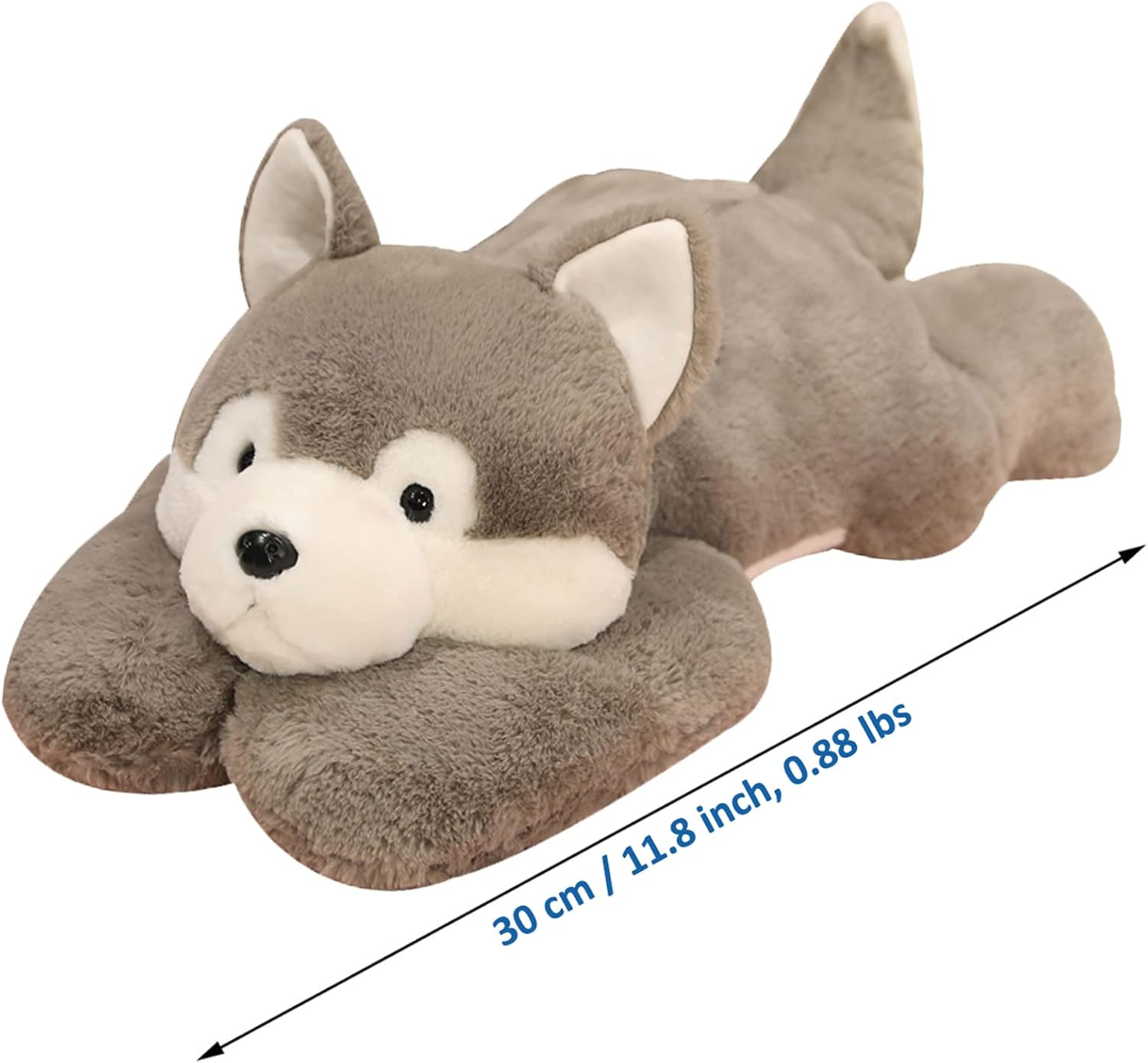 Doireum Weighted Stuffed Husky Plush Toy, Cute Huskies Weighted Plush Animals Throw Pillow Gifts for Boys Girls, 11.8 inch