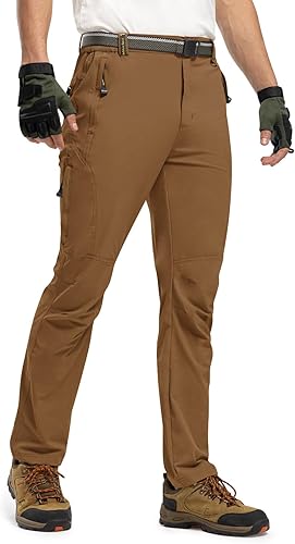 Miniatura 3 de TBMPOY - Pantalones de senderismo ligeros para hombre con cinturón, 5 bolsillos con cremallera, impermeables, de secado rápido, para viajes, pesca,