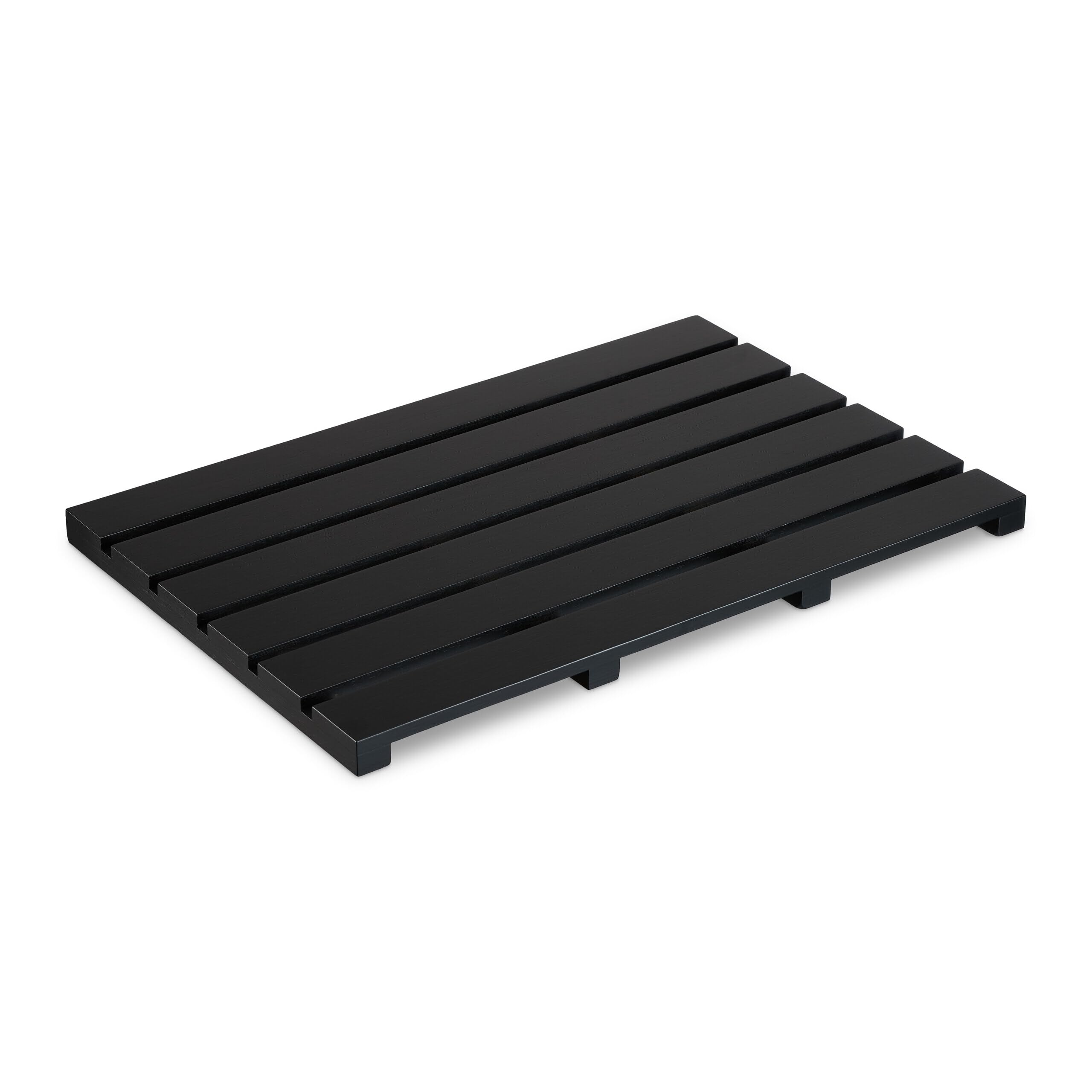 Relaxdays Tapis de Bain en Bambou 54x36 cm Antidérapant Caillebotis Noir
