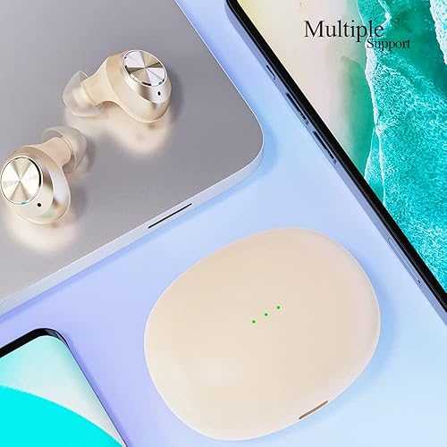 Miniatura 7 de K12 - Auriculares inalámbricos con funda de carga inalámbrica, Bluetooth 5.3, control táctil, impermeable, auriculares estéreo con micrófono