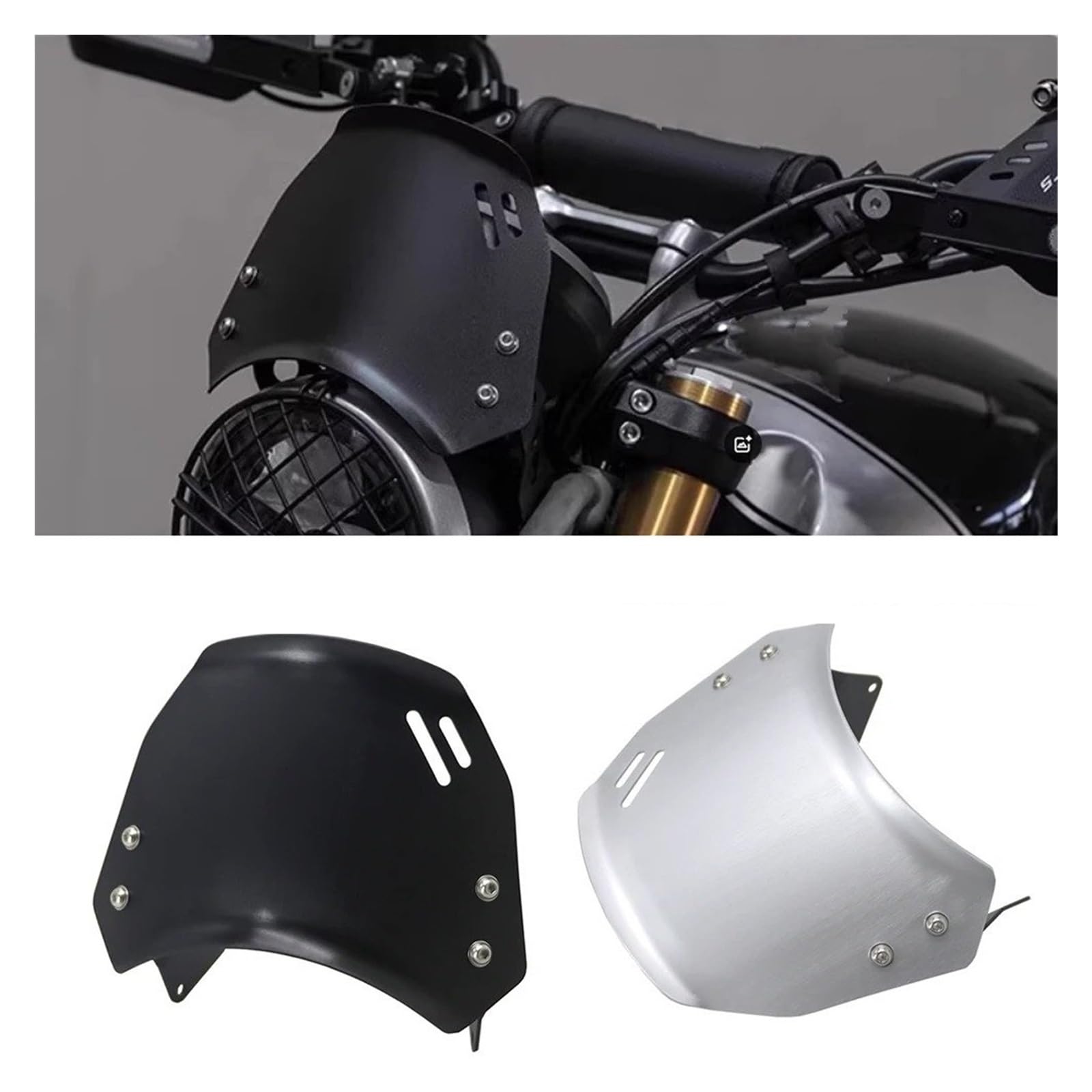 Moto Cupolino Parabrezza Per Triumph Per Scrambler 400 X 2023- Parabrezza Per Moto Protezione Per Schermo(Black)