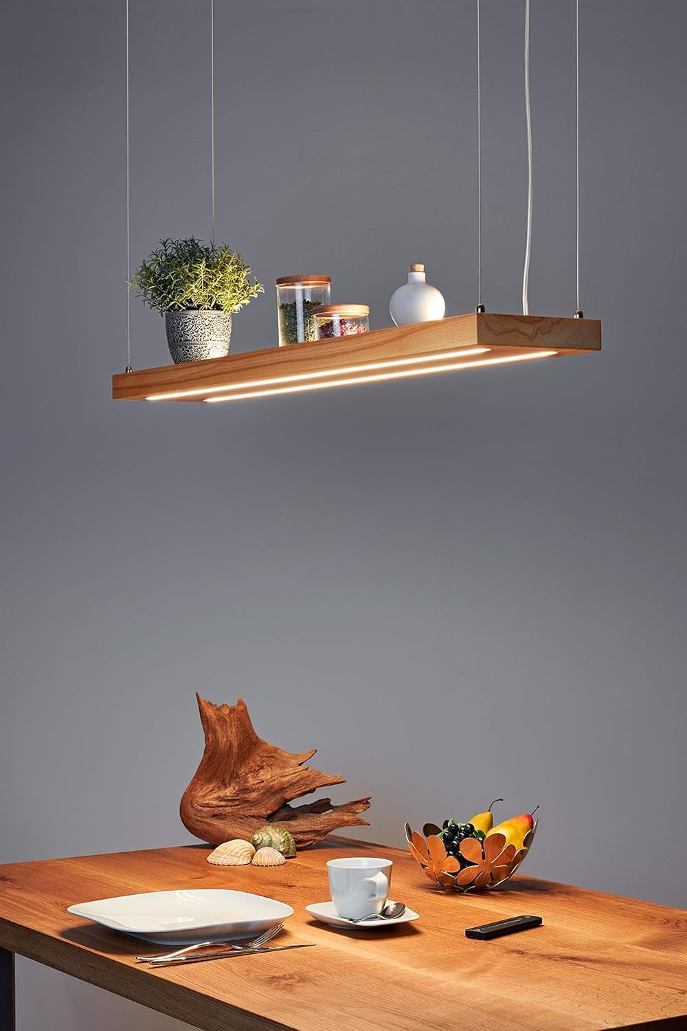 Artica Modern Pine Wood Pendant Lamp with LED Strip | Up & Down Light Hanging Ceiling Lamp for Dining, Kitchen, Living Room, Restaurant, Resort & Farmhouse-image-47