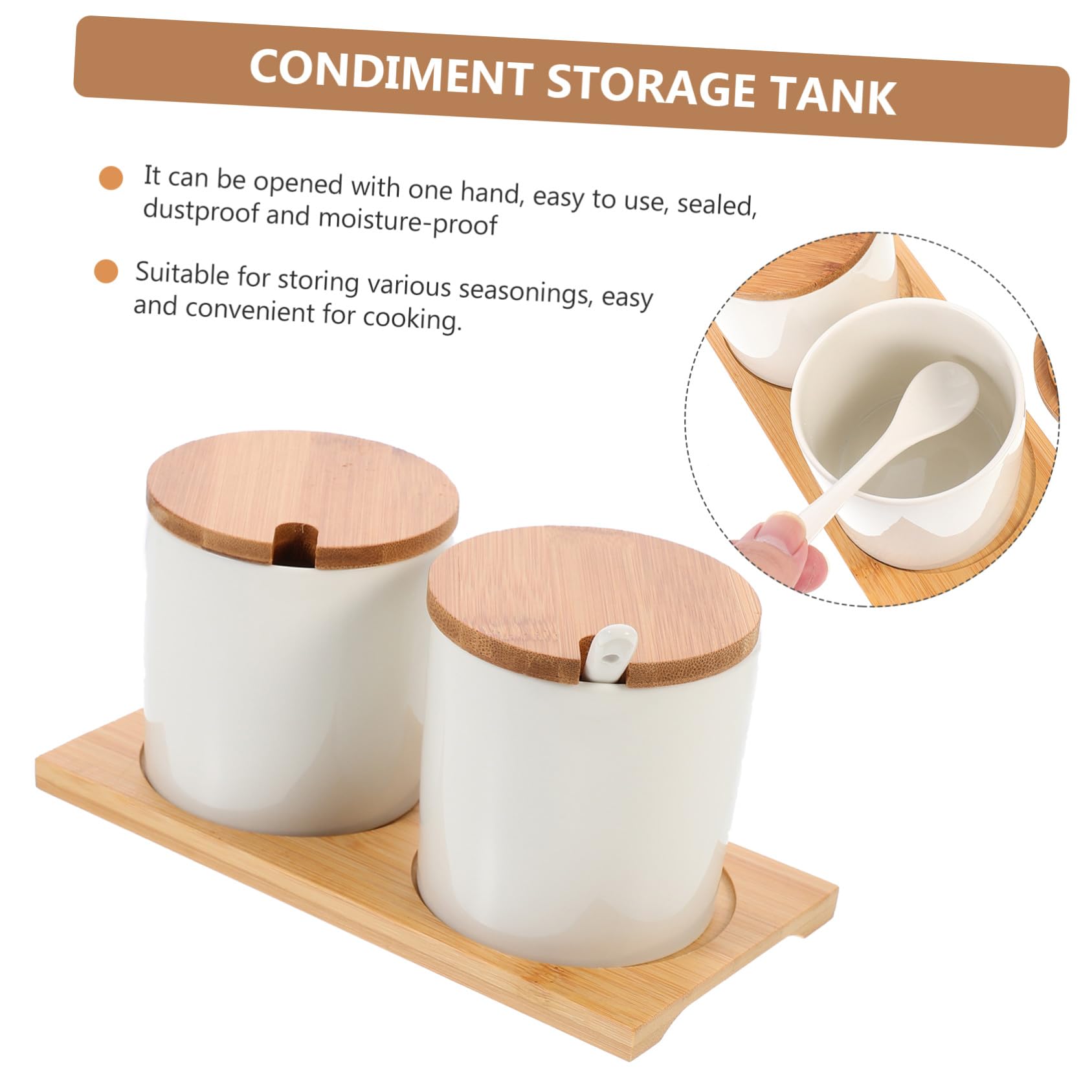 Ciieeo Set di Barattoli Apribile una Mano Resistente ad Alte Temperature in Ceramica Bianca per Spezie per Cucina e Uso Domestico