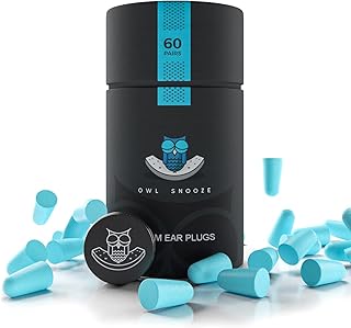 Ear Plugs for Sleeping The Best Noise Cancelling Ear Plugs for Sleeping by Owl Snooze 60 Pairs 38dB Highest SNR, New & Upgraded Reusable & Custom fit Super Soft Foam Earplugs (Blue)