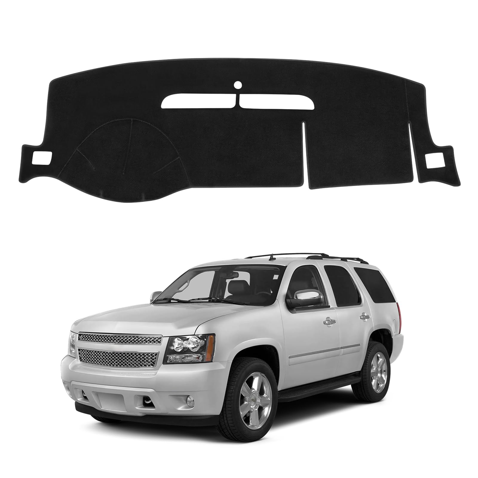 FIILINES Armaturenbrettabdeckung für Chevy Chevrolet Tahoe Suburban/GMC Yukon XL, 2007–2014 Chevy Lawine, Silverado 1500, 2500, 3500 LTZ/GMC Sierra SLT Denali, Armaturenbrettmatte, Passzubehör,