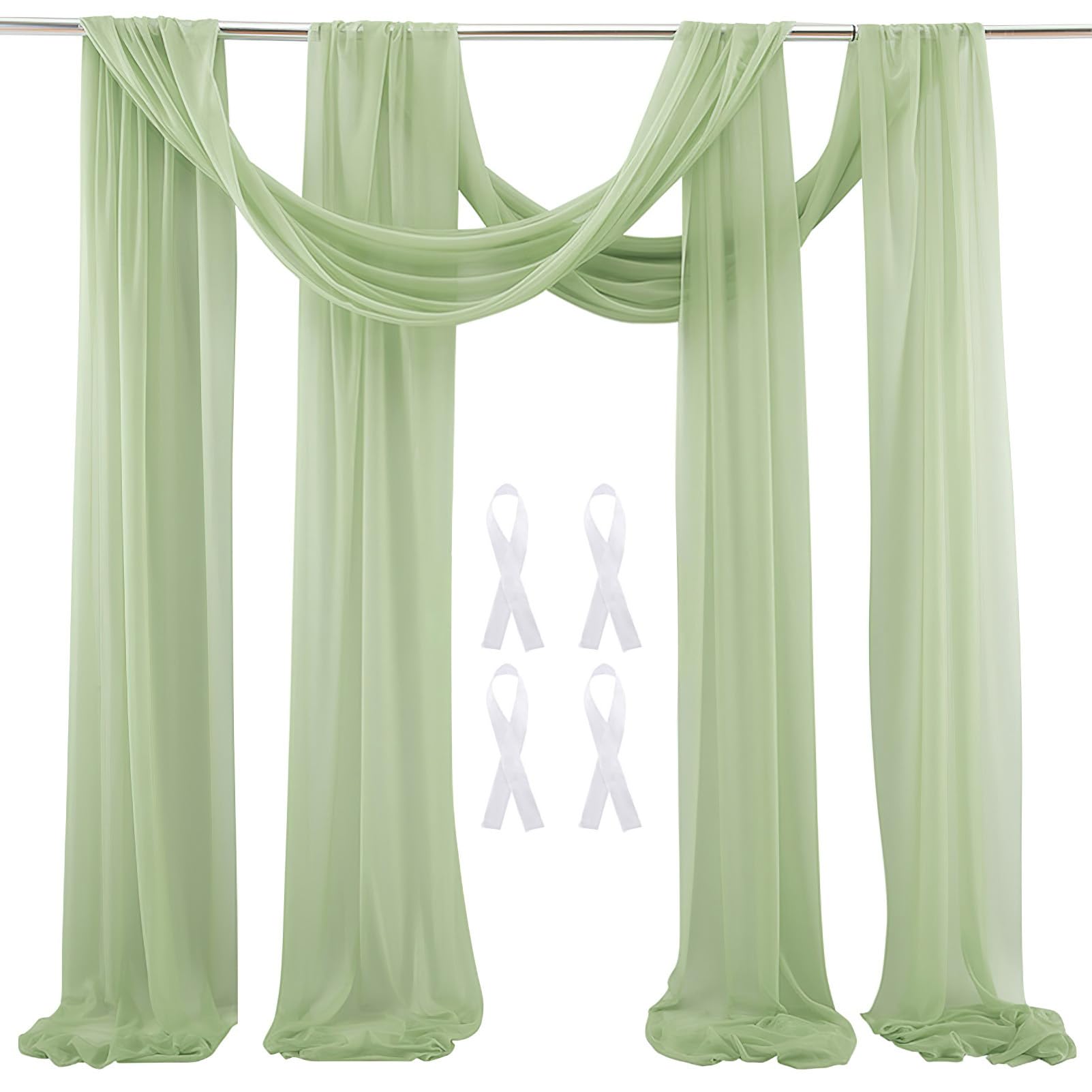 Drappeggio In Chiffon Per Matrimonio | Pannello 600x75cm | Bianco Avorio Per Archi E Cerimonie