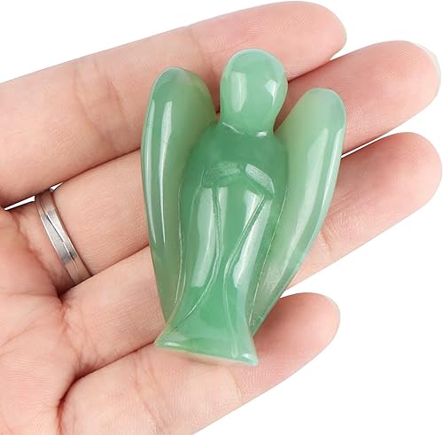Miniatura 3 de Artistone Estatuas y figuras de ángel guardián de cristal de aventurina verde talladas a mano, piedras preciosas de bolsillo curativas, piedra de