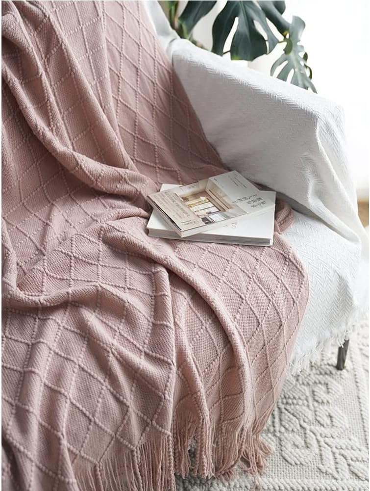 Hotelowe Bieżniki Do łóżek King Size Bed Knit Throw Blanket Miękkiej Jakości Narzuty Jednokolorowe Bieżniki Z Frędzlami Szaliki Nowoczesne Narzuty Na, 6, 130x230cm/51x90''