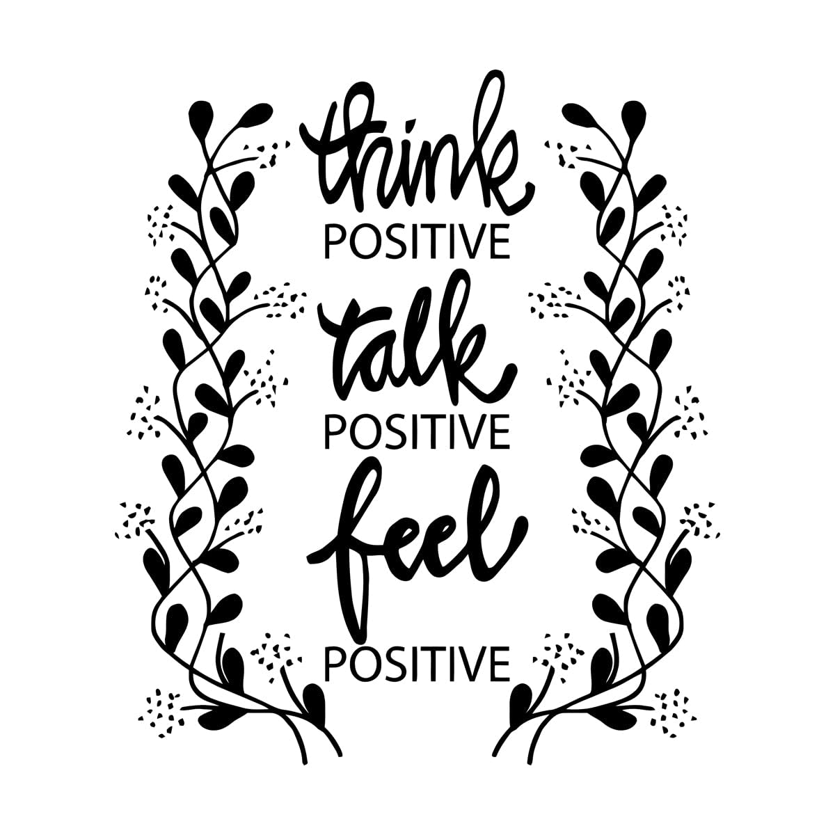 Mural and Wall Vinyl Decal Think Talk Feel Positive Ispring Home Quote 54x62.4cm Can Modify and add Information Large Black โ image 1