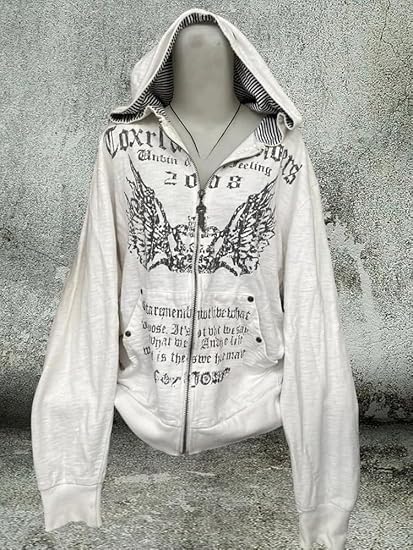 Streetwear Jacket Y2k Grunge Zip Up Hoodie Women Men Oversized Emo Goth 2000s Graphic Hoodie Baggy Sweatshirts - Image 3