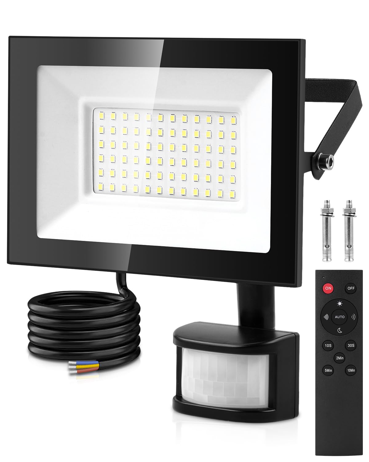 Lightasea Faretto LED da Esterno con Sensore di Movimento, 50W Faretto LED da Esterno Sensore con Telecomando, 5000LM 6500K Farettos LEDs con Sensore Impermeabili IP66 per Giardino, Cortile, Garage