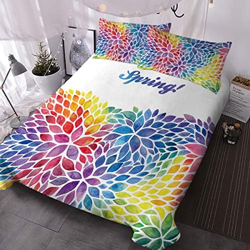 BlessLiving 3D Palm Leaves Duvet Cover Set Turquoise Green Tropical Leaf Pattern Printed Bedding Duvet Cover with Zipper Closure 3 Pieces Soft Comforter Cover (Single)