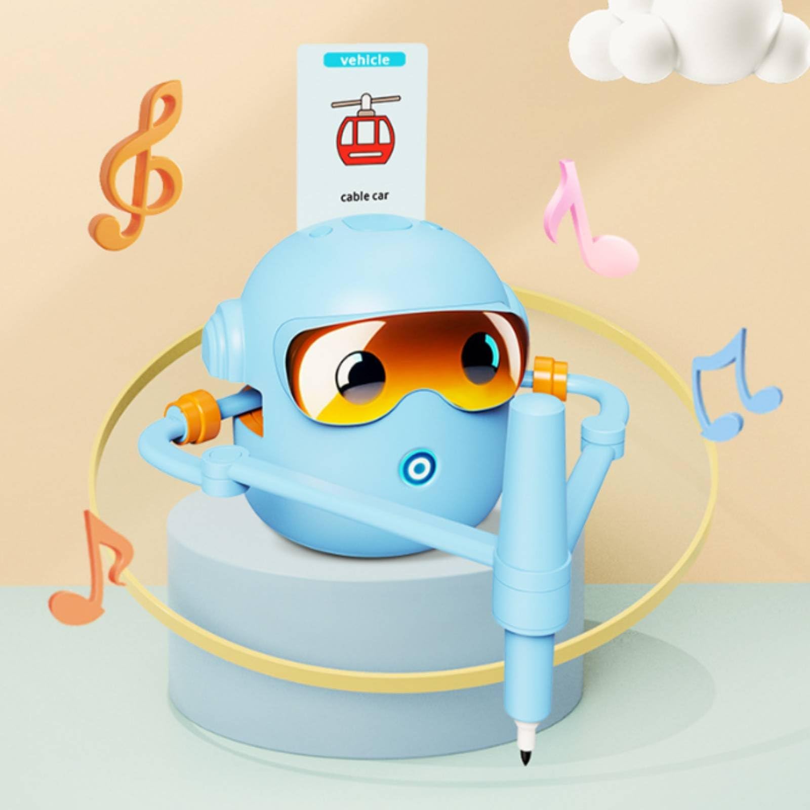Robot da Disegno per Bambini Giocattolo Arte Interattiva Didattico Completo Lettura Rapida Carte 0.3s Motorizzati Pratica Del 100 Schede Incluse, Rosa, Senza Penne