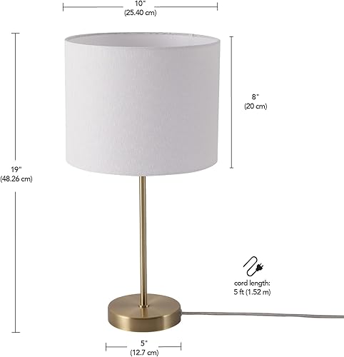 Miniatura 8 de Globe Electric 67512 - Lámpara de mesa de 20 pulgadas, base de mármol sintético blanco, acento de latón antiguo, pantalla de lino blanco,