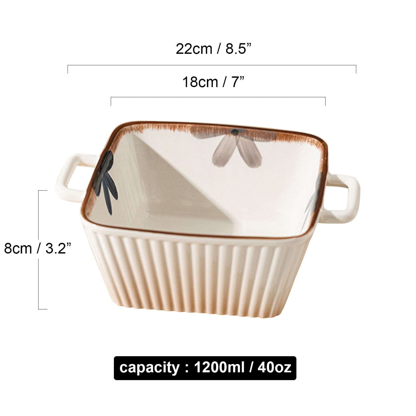 Zestaw ceramicznych misek do zupy i sałatki, nadają się do kuchenki mikrofalowej, miski Udon i Ramen, duży, prostokątny design, do Pho, wszechstronne naczynia kuchenne, 22 x 18 x 8 cm