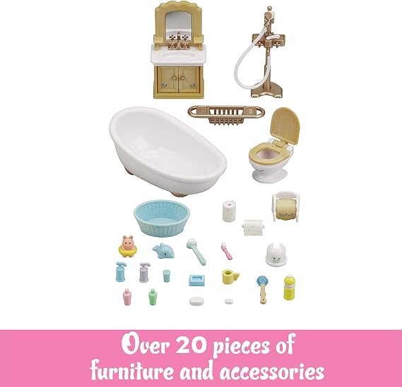 Calico Critters - Country Bathroom Set - Dollhouse Furniture Sets Kids Pretend Play Toy, Miniature Dollhouse Furniture & Accessories, Ages 3+