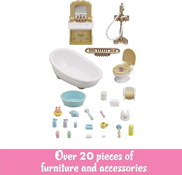 Calico Critters - Country Bathroom Set - Dollhouse Furniture Sets Kids Pretend Play Toy, Miniature Dollhouse Furniture & Accessories, Ages 3+