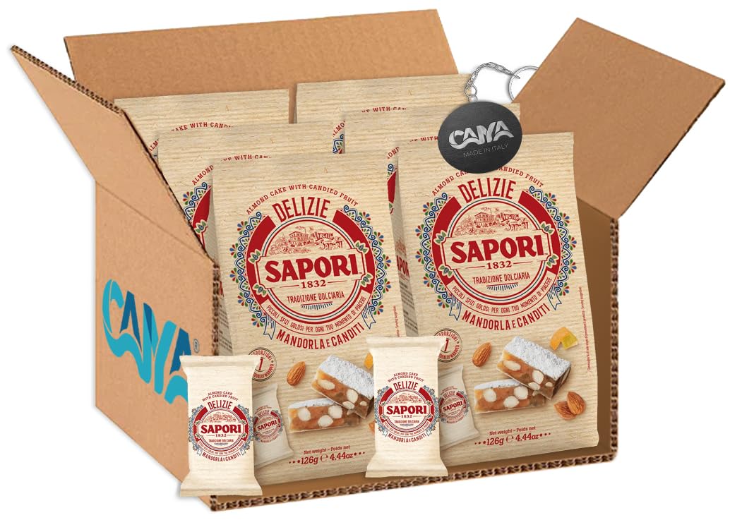 6X Sapori 1832 Delizie Toscane Mandorle e Canditi con 7 Monoporzioni Incartate Singolarmente 126g [CAIYA® BOX da 6 Confezioni]
