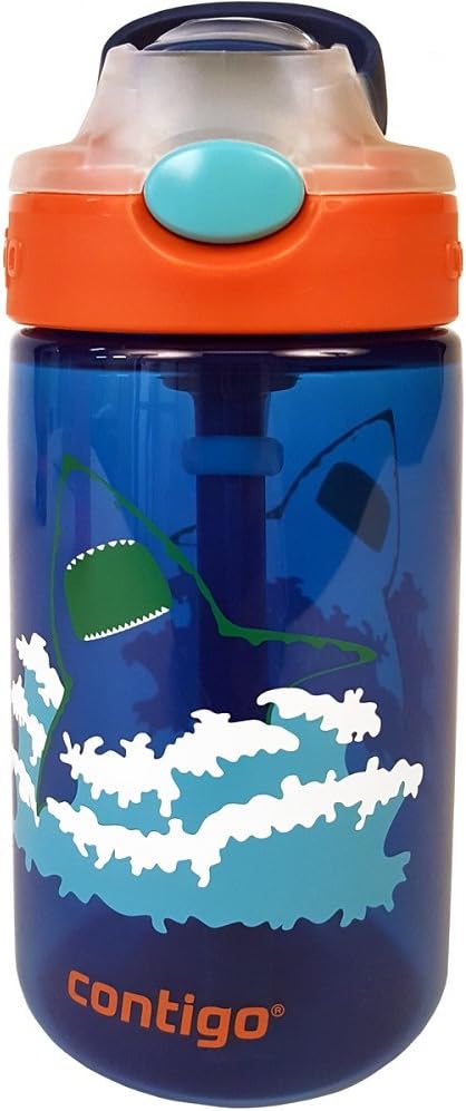 Contigo Autospout Straw Gizmo Flip Kids Water Bottle, 14 oz, Blue
