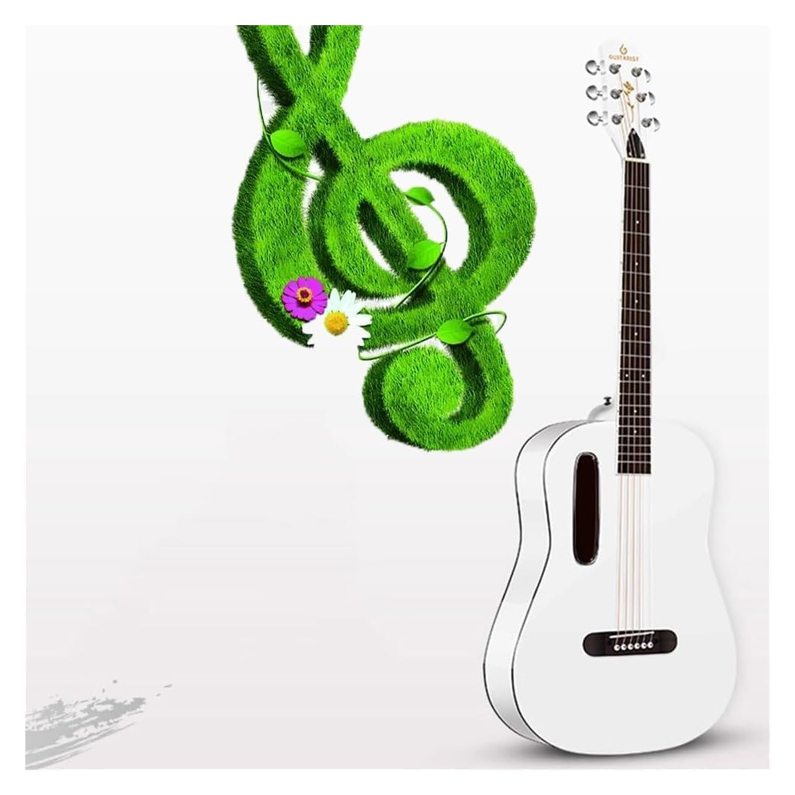 Gloss-Klassikgitarre, Einsteiger-Akustikgitarren-Set For Anfänger, Erwachsene Und Teenager Mit Gigbag, Stimmgerät, Gurt, Saiten, Plektren(White)