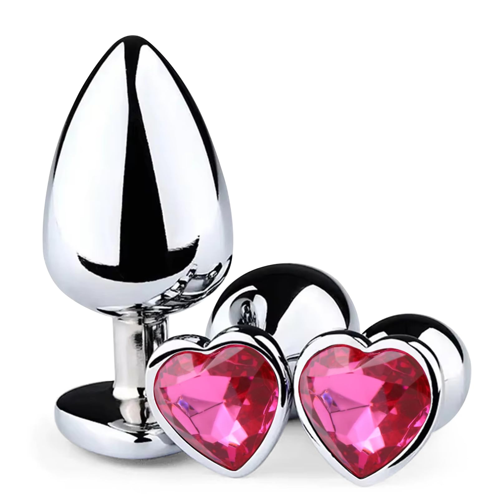 3 Stücke Klein Medium Groß Metall Analplug,herzförmiges Kristall Diamant-Analspielzeug,eeignet für Anfanger für Frauen Männer Paare，Sex Spielzeug für die Frau Männer（rosarot）