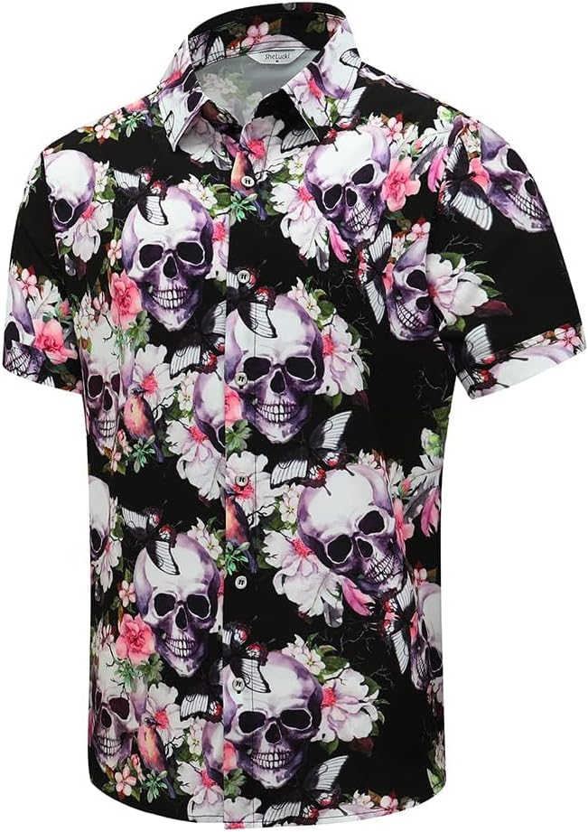 Miniatura 2 de SheLucki - Camisa hawaiana para hombre, unisex, de manga corta, con botones, para la playa y el verano, ropa casual estampada con sombra de palmas