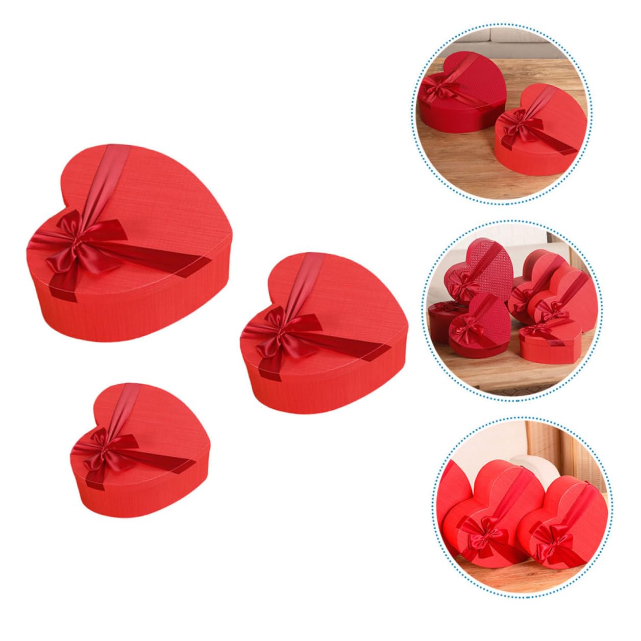LOLIPPYY 3 Stück Herzförmige Geschenkboxen aus Stabilem Material Aufbewahrungsboxen für Hochzeit Geburtstag und Valentinstag Flach Verpackbar und Wiederverwendbar