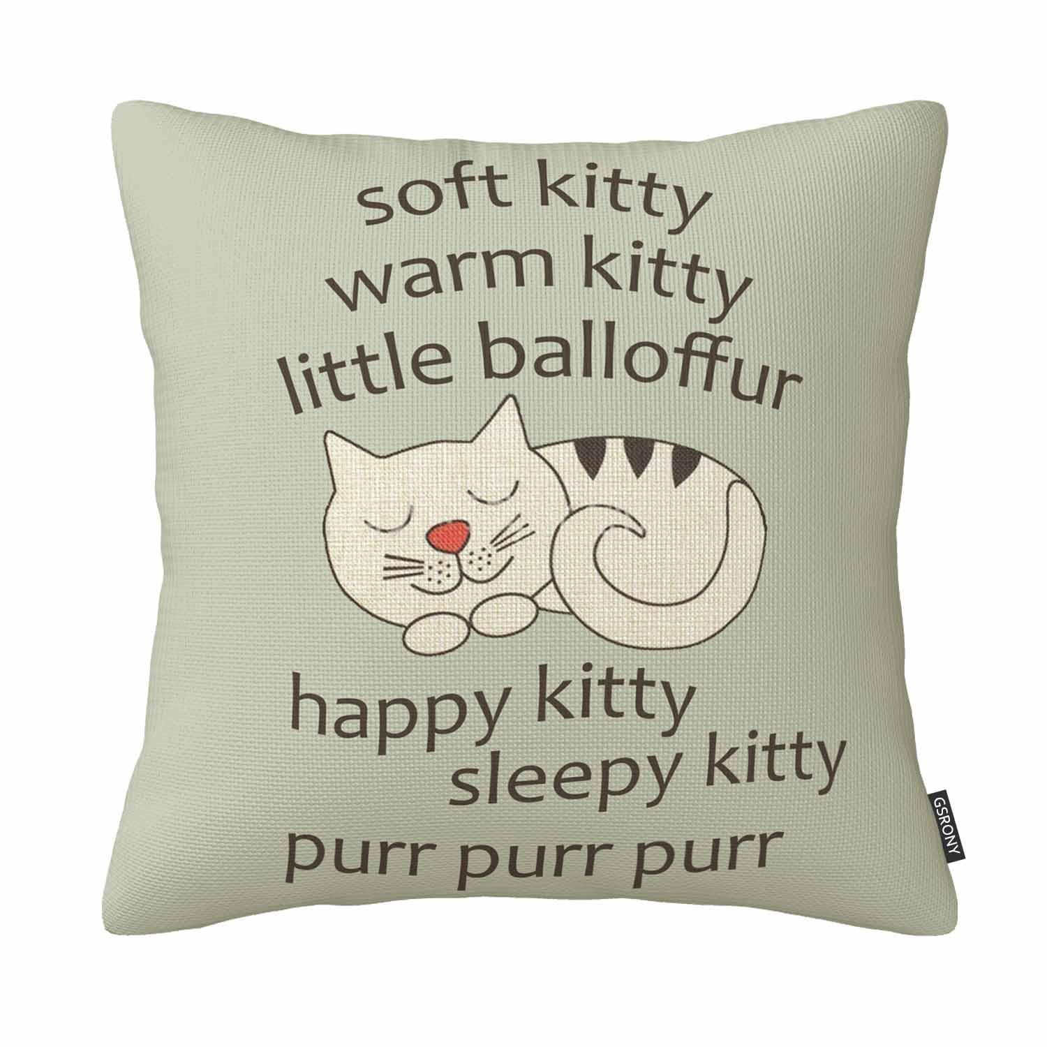 GSRONY Cat Throw Pillow Covers Cartoon Funny Sleep Cat Cushion Pillow Case Home Decor Pillowcase 18x18 Inches