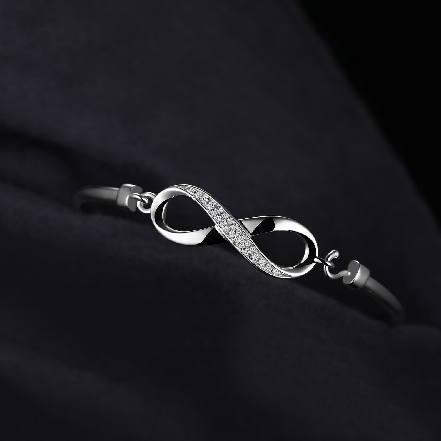 JewelryPalace Bransoletka Infinity Ladies Silver 925, zestaw biżuterii Bangle Infinity dla kobiet, bransoletki Infinity Sign Girls Mom Bangles z cyrkoniami dla dziewczyny