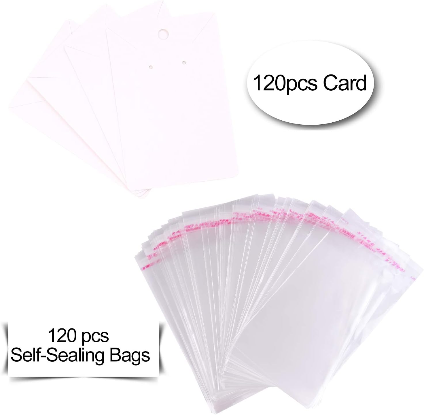 TUPARKA 120 Pack Earring Display Card with 120 Pcs Self-Seal Bags, Necklace Display Cards,Earring Card Holder Blank Kraft Paper Tags for DIY Jewelry Display
