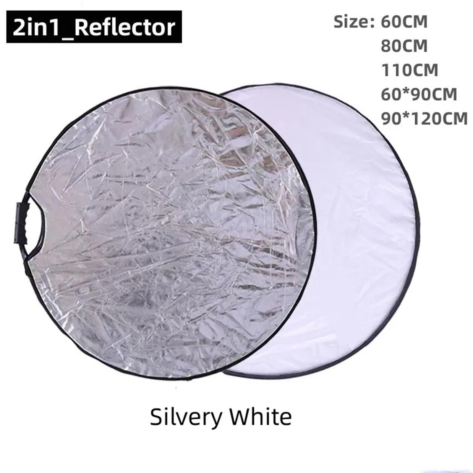 Fotografía Reflector Reflector 5 en 1 Plata Blanco Oro Portátil Plegable Luz Suave Fotografía Redonda for Estudio(110CM-5in1)