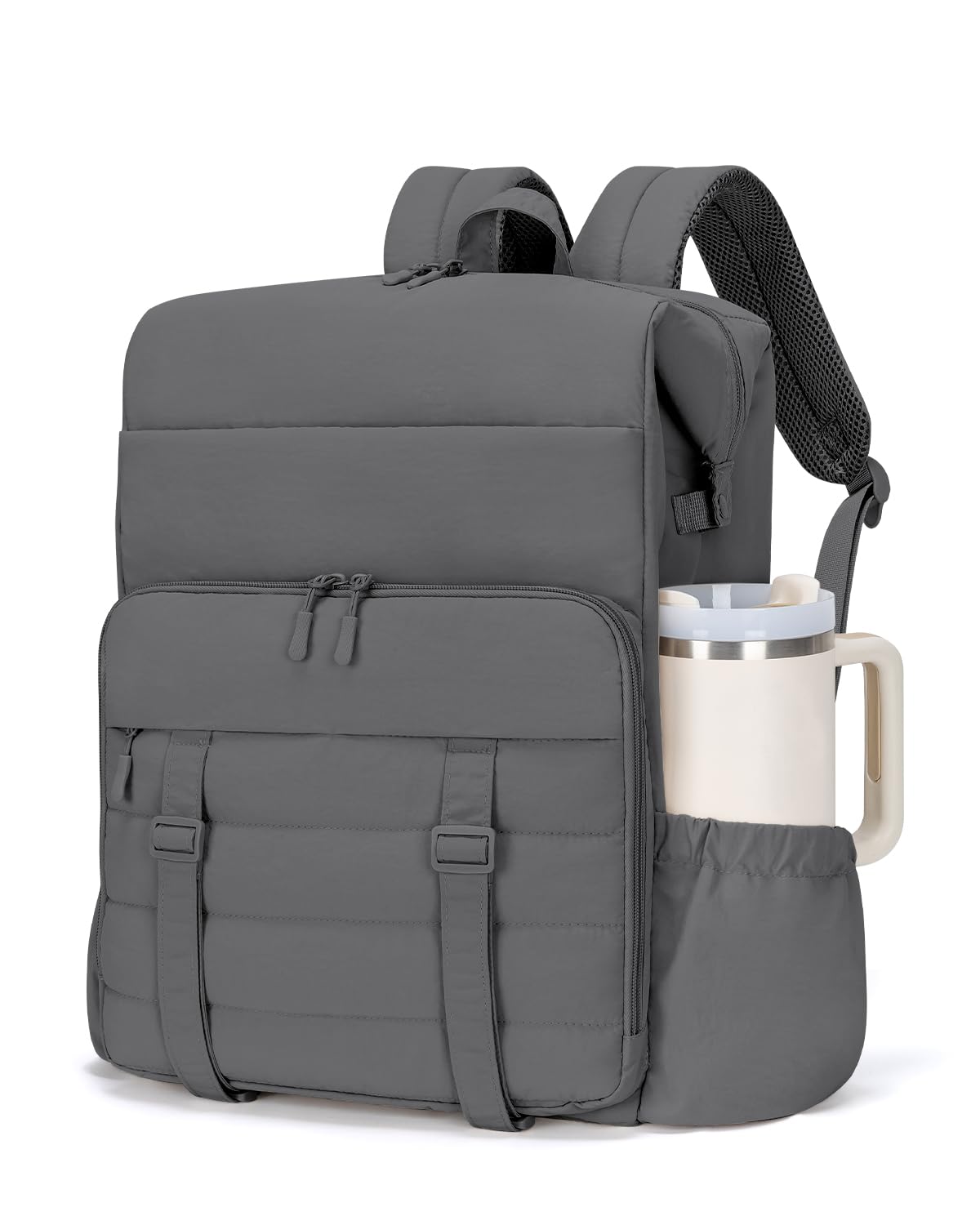 Backpack Cooler Insulated Leak Proof 40 Cans Puffer Soft Cooler with Laptop Compartment Portable Lightweight Beach Travel Camping Lunch Backpack for Men and Women (Grey)