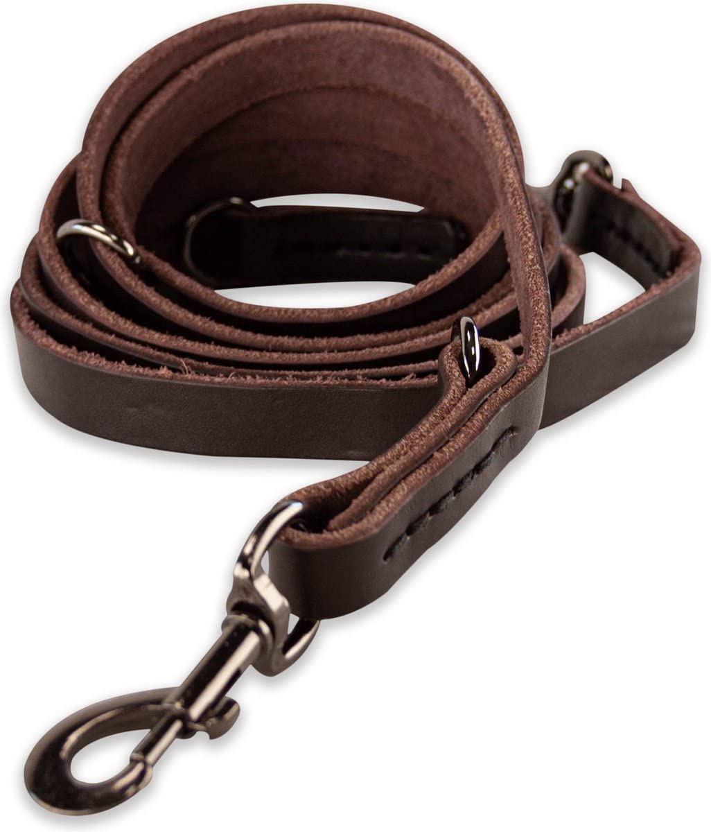 Guinzaglio multiuso in pelle – Marrone/nero – 220 cm