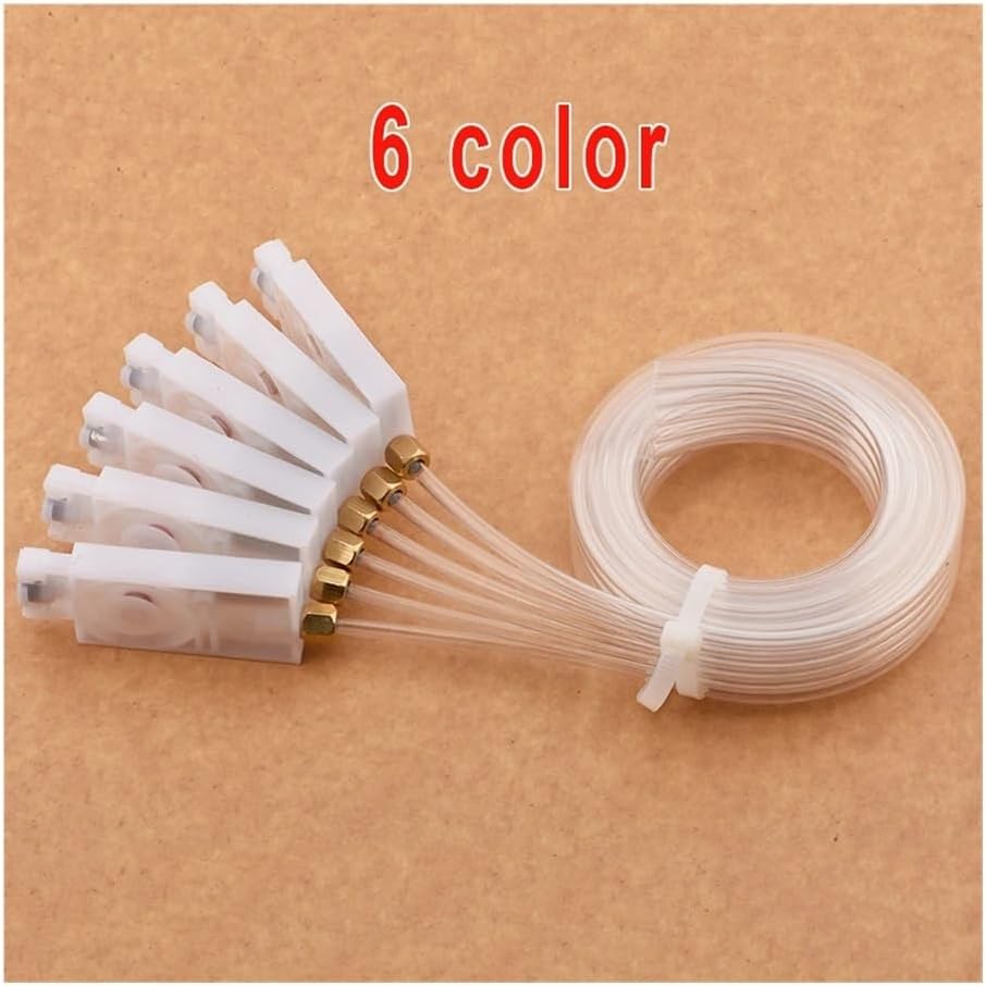 1SET Ink Damper Filter 2 Meter 6 Color Tube Hose Pipe Line with Square Screw Nuts Fit for Epson XP600 TX800(4x3mm)