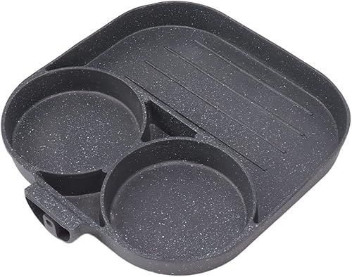 Miniatura 8 de Yosoo Sartén para huevos, antiadherente de 3 secciones con mango de madera para cocinar en el desayuno en estufas de gas y inducción