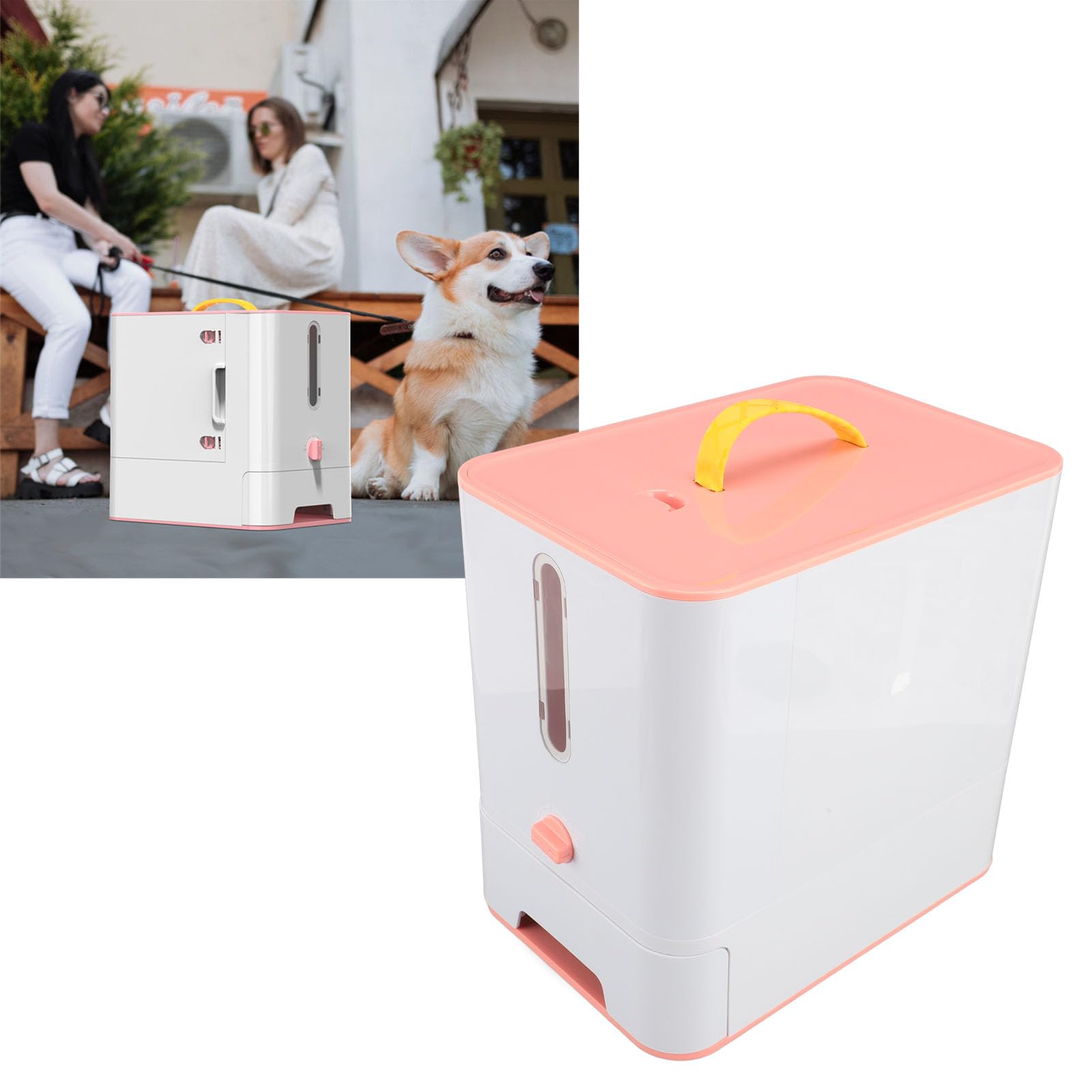 Contenitore per alimenti per animali domestici, dispenser portatile per cibo per cani e gatti, organizer per snack di grande capacità, design compatto salvaspazio, stile semplice per casa