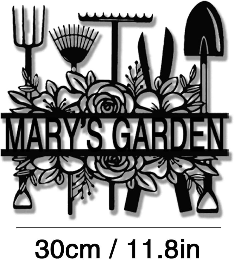 Custom Metal Garden Sign – Personalized Outdoor Yard Sign with Flowers and Tools Design, Custom Name Garden Decor for Porch, Patio, Lawn, or Fence