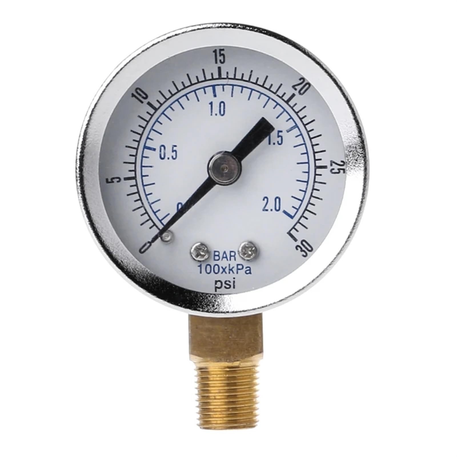 Manometro 0-30 psi 0-2 bar Manometro idraulico a bassa pressione Manometro a doppia scala Filettatura 1/8" BSPT for carburante 1 pz