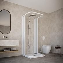 Box doccia 75x75x75 cm modello Dora a 3 lati riducibili doppia anta con apertura centrale a soffietto in pvc di colore bianco.