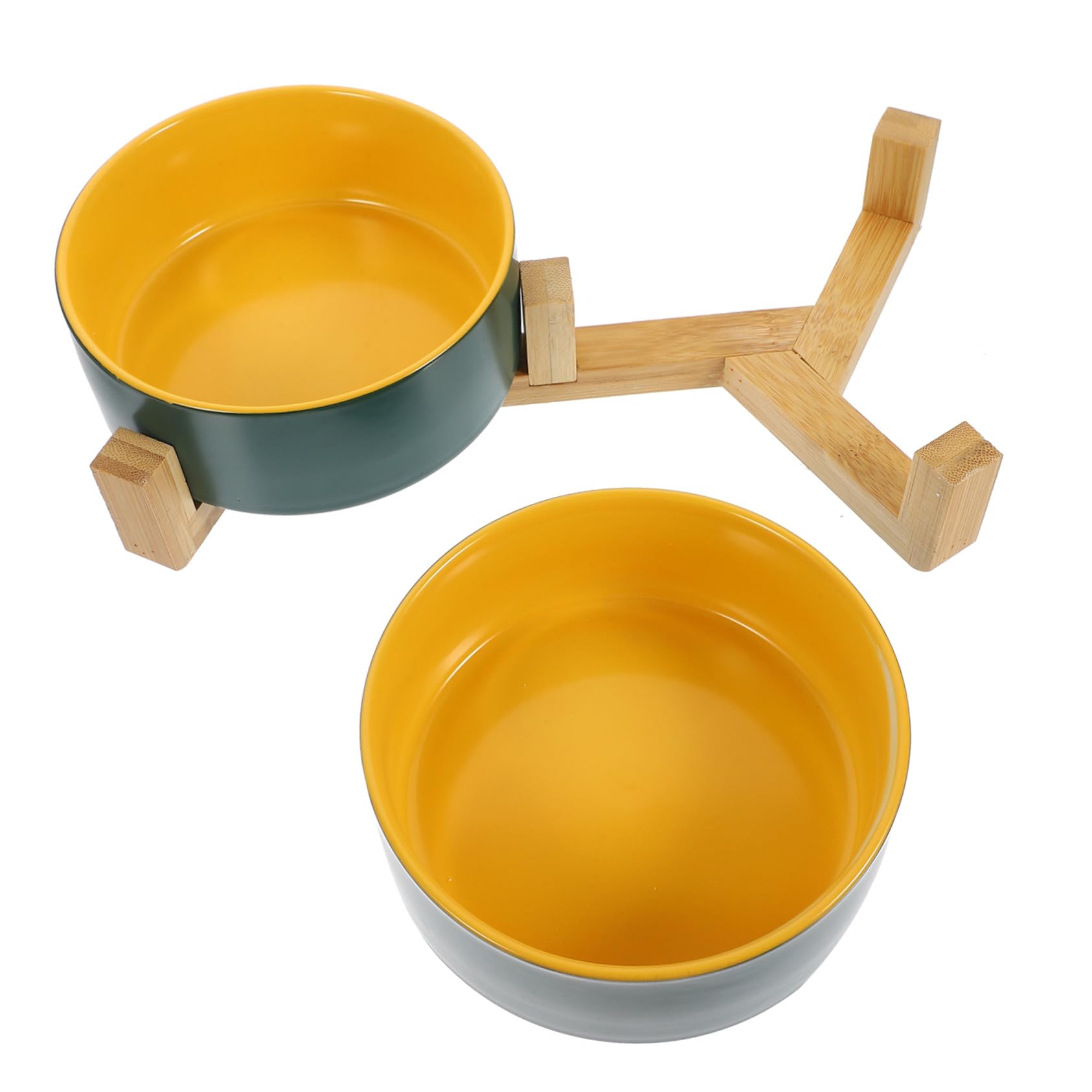 Erhöhte Keramik tiernäpfe mit Holzständer rutschfest Langlebig Glatte Oberfläche Praktisches Design für Katzen Hunde und Kleine Haustiere Vielseitig für Futter und Wasser