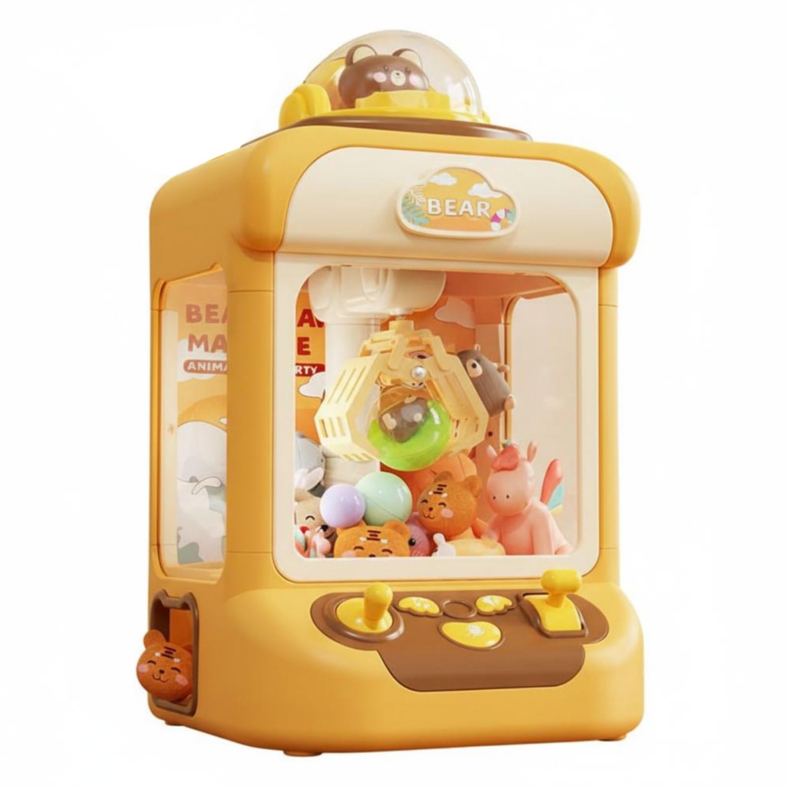 Gift Idea Mini Claw Machine Electronic Electric Claw Game Interactive Arcade Prize Dispenser Desktop Size for Home, Party, Brown, 6 Dolls E-Box-image-49